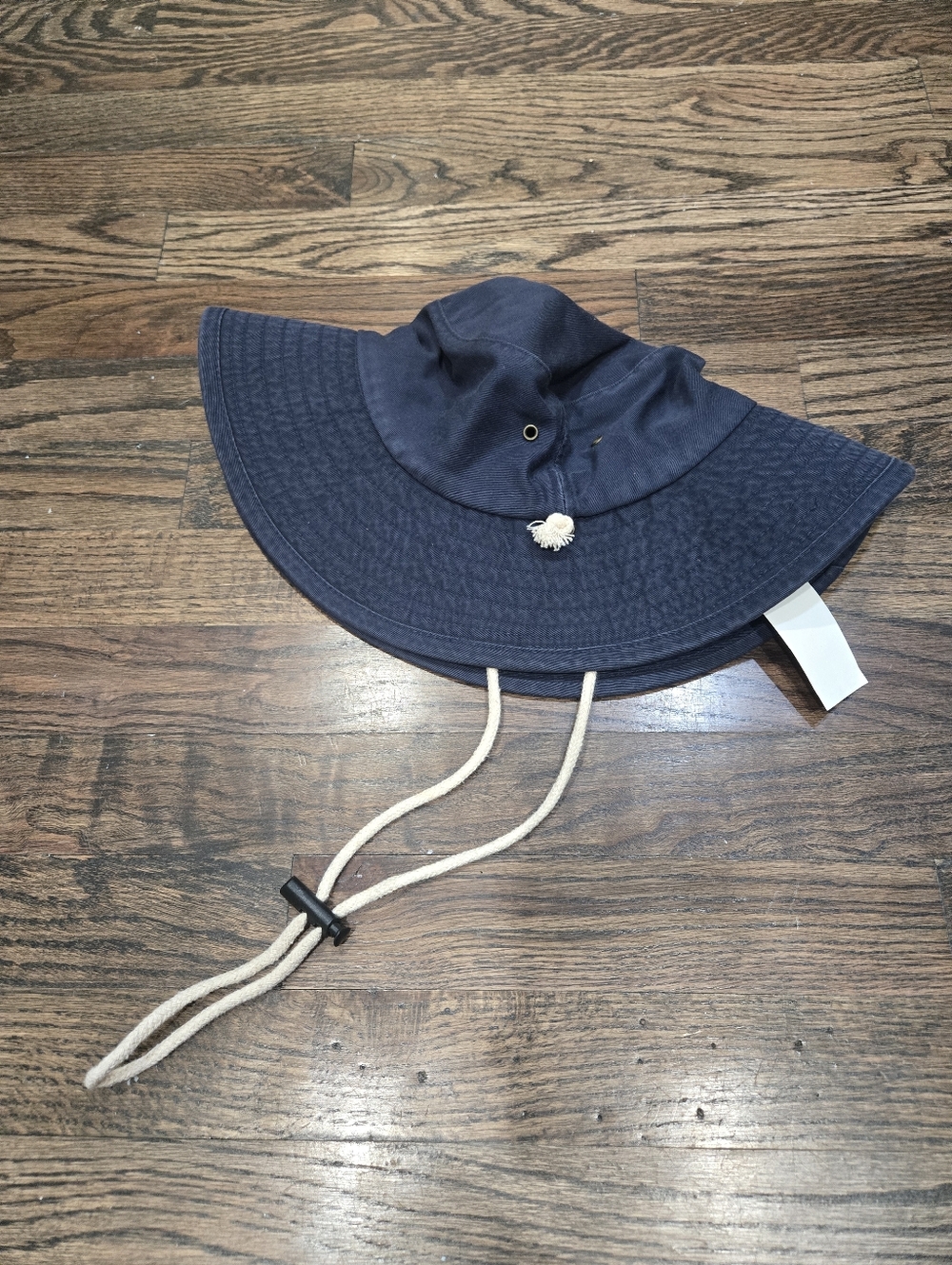 Gap Navy Blue Bucket Hat M/L Cotton Wide Brim Sun Hat Chin Strap Unisex Outdoor